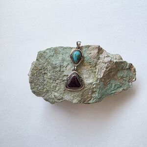 Silver and Turquoise Pendant Necklace